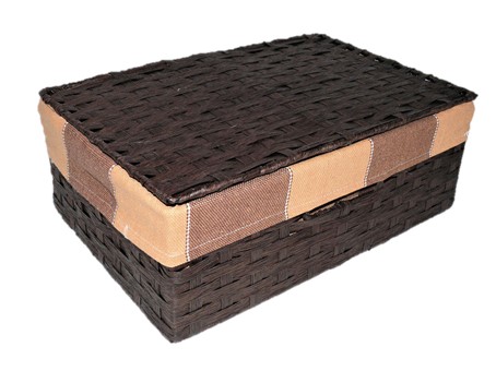 Úložný koš s víkem tmavě hnědý 40x27 cm